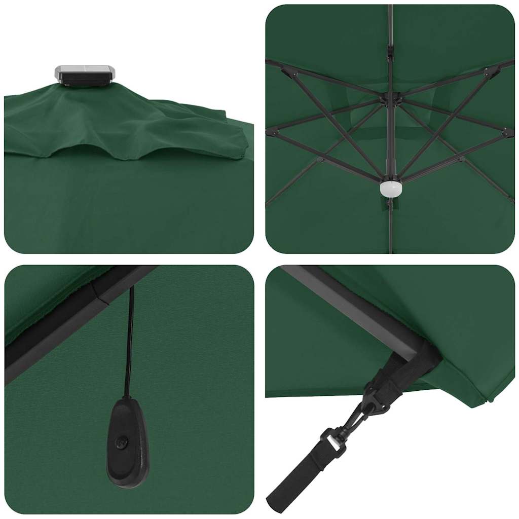 Umbrela cantilever Roma cu LED-uri, verde, 286x285x270 cm, aluminiu GartenMobel Dekor