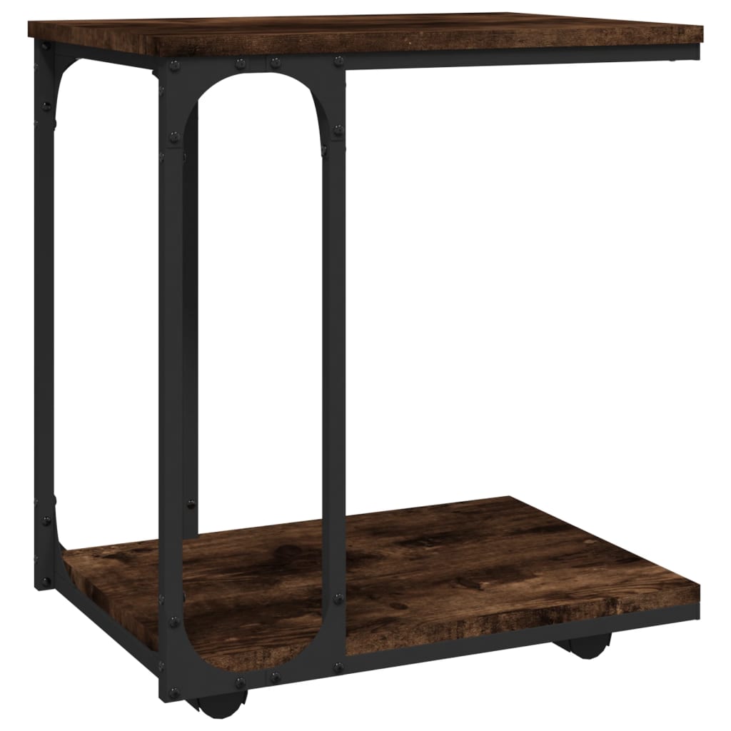 Masă laterală cu roți stejar fumuriu 50x35x55,5cm lemn compozit GartenMobel Dekor