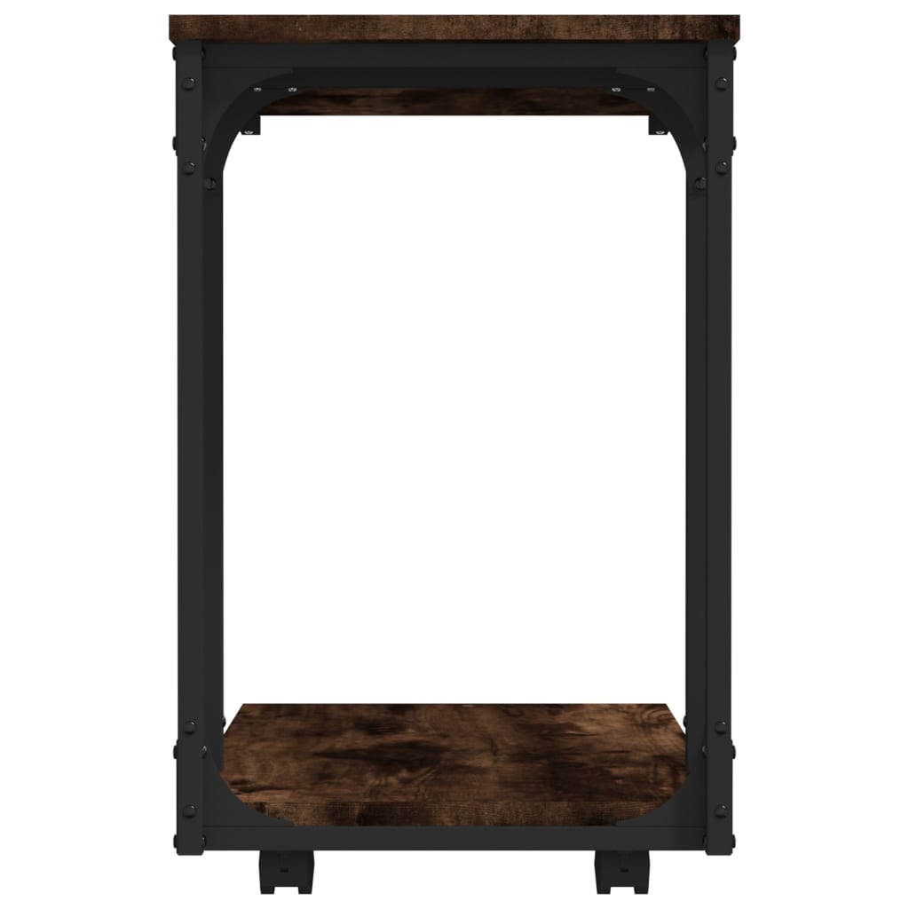 Masă laterală cu roți stejar fumuriu 50x35x55,5cm lemn compozit GartenMobel Dekor