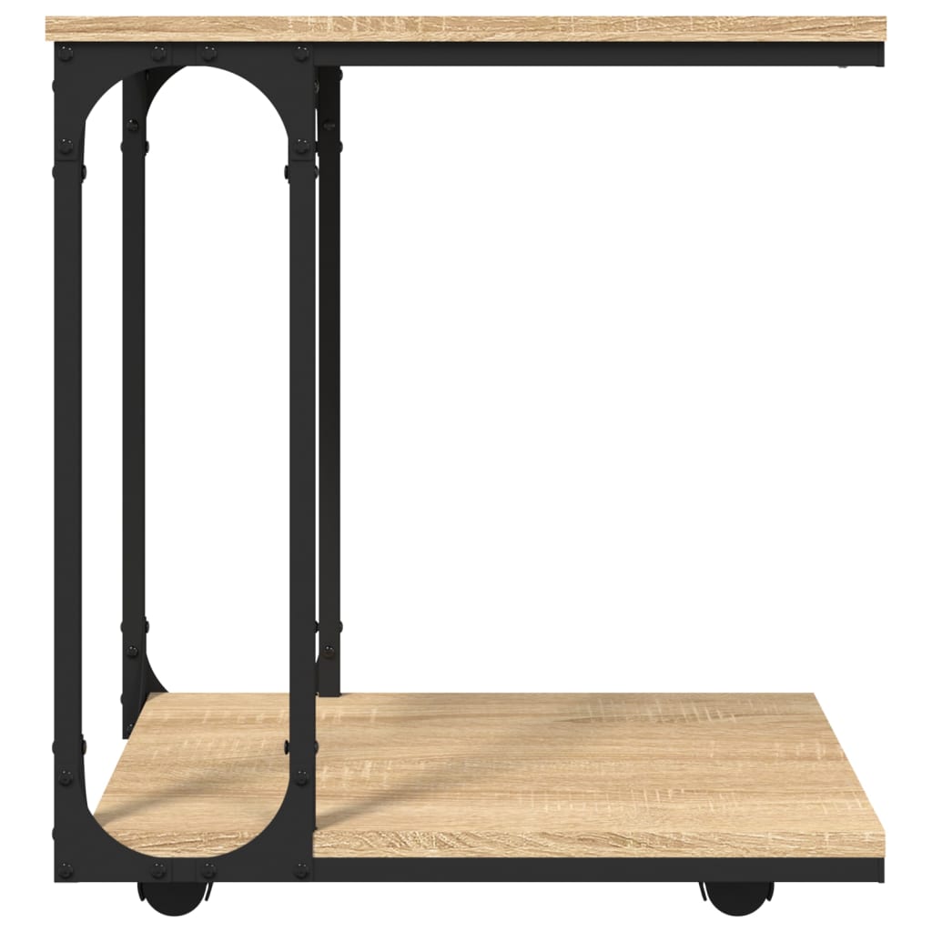 Masă laterală cu roți stejar sonoma 50x35x55,5cm lemn prelucrat GartenMobel Dekor