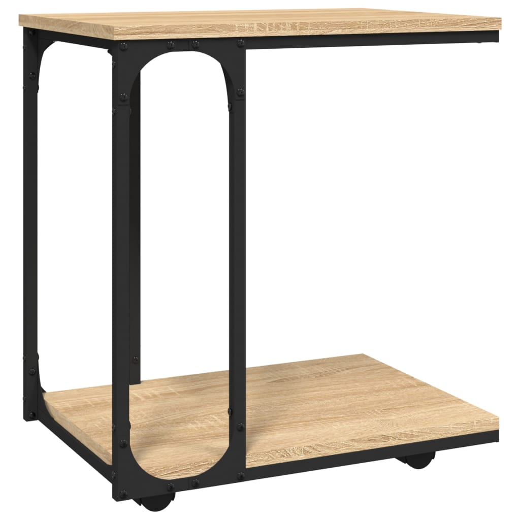 Masă laterală cu roți stejar sonoma 50x35x55,5cm lemn prelucrat GartenMobel Dekor