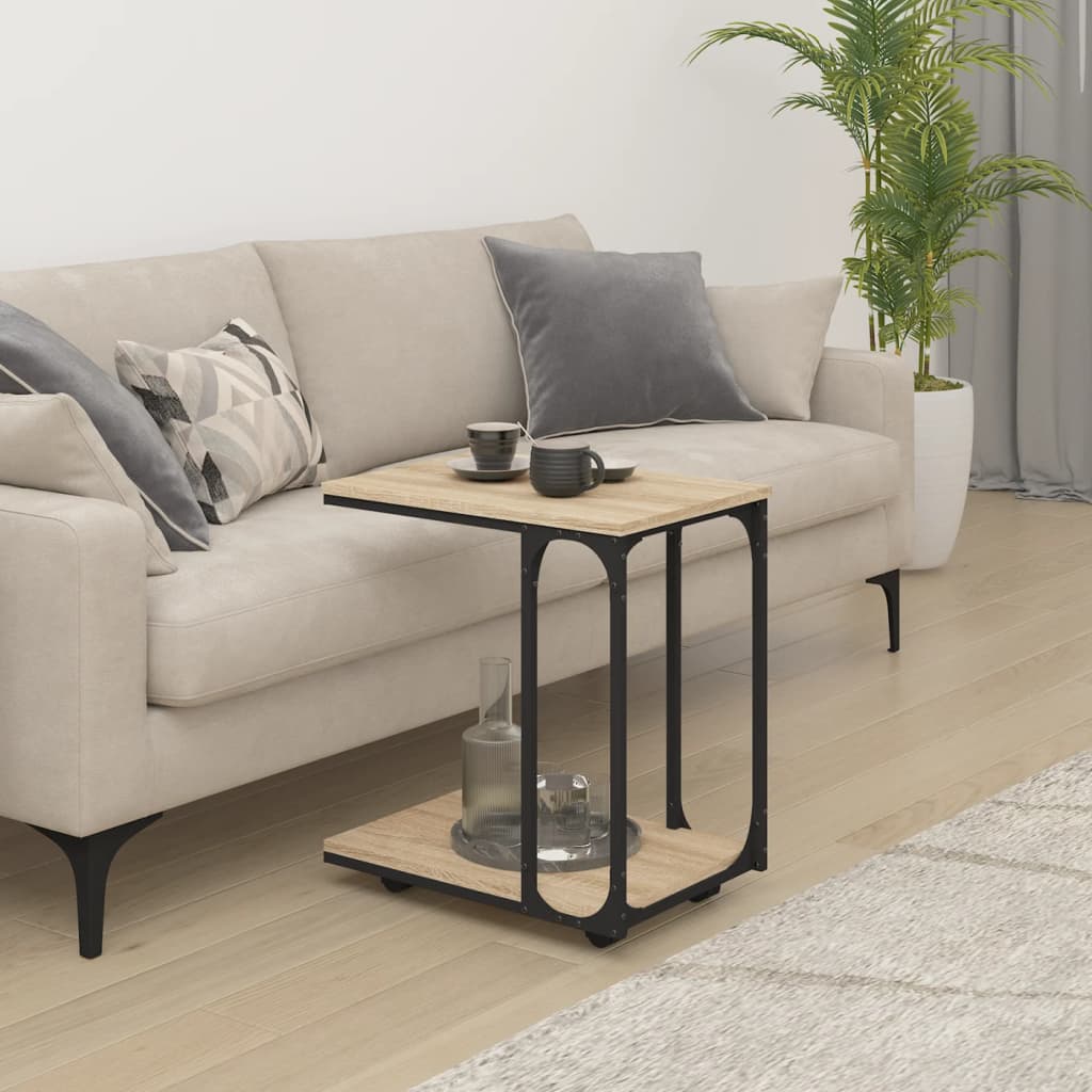 Masă laterală cu roți stejar sonoma 50x35x55,5cm lemn prelucrat GartenMobel Dekor