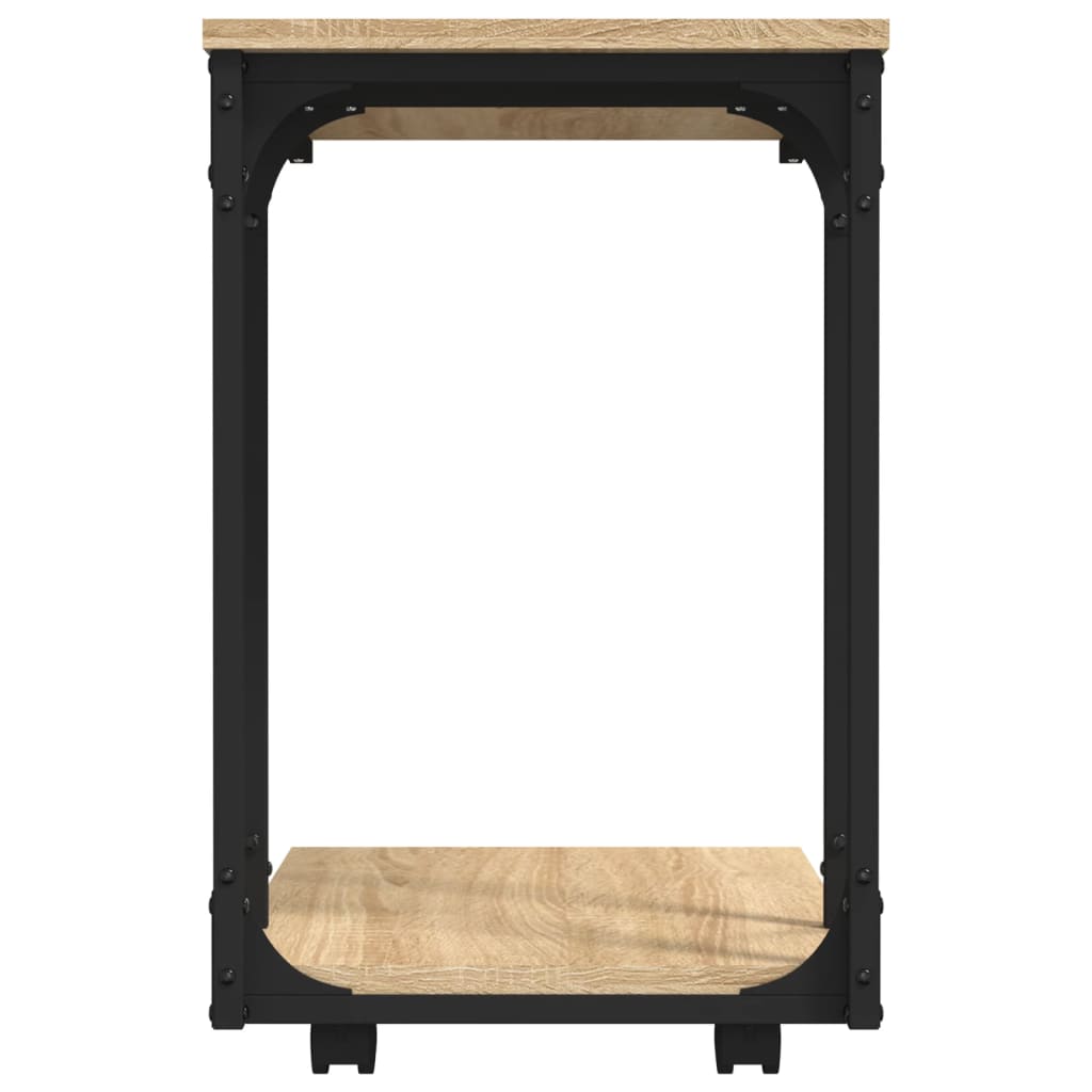 Masă laterală cu roți stejar sonoma 50x35x55,5cm lemn prelucrat GartenMobel Dekor