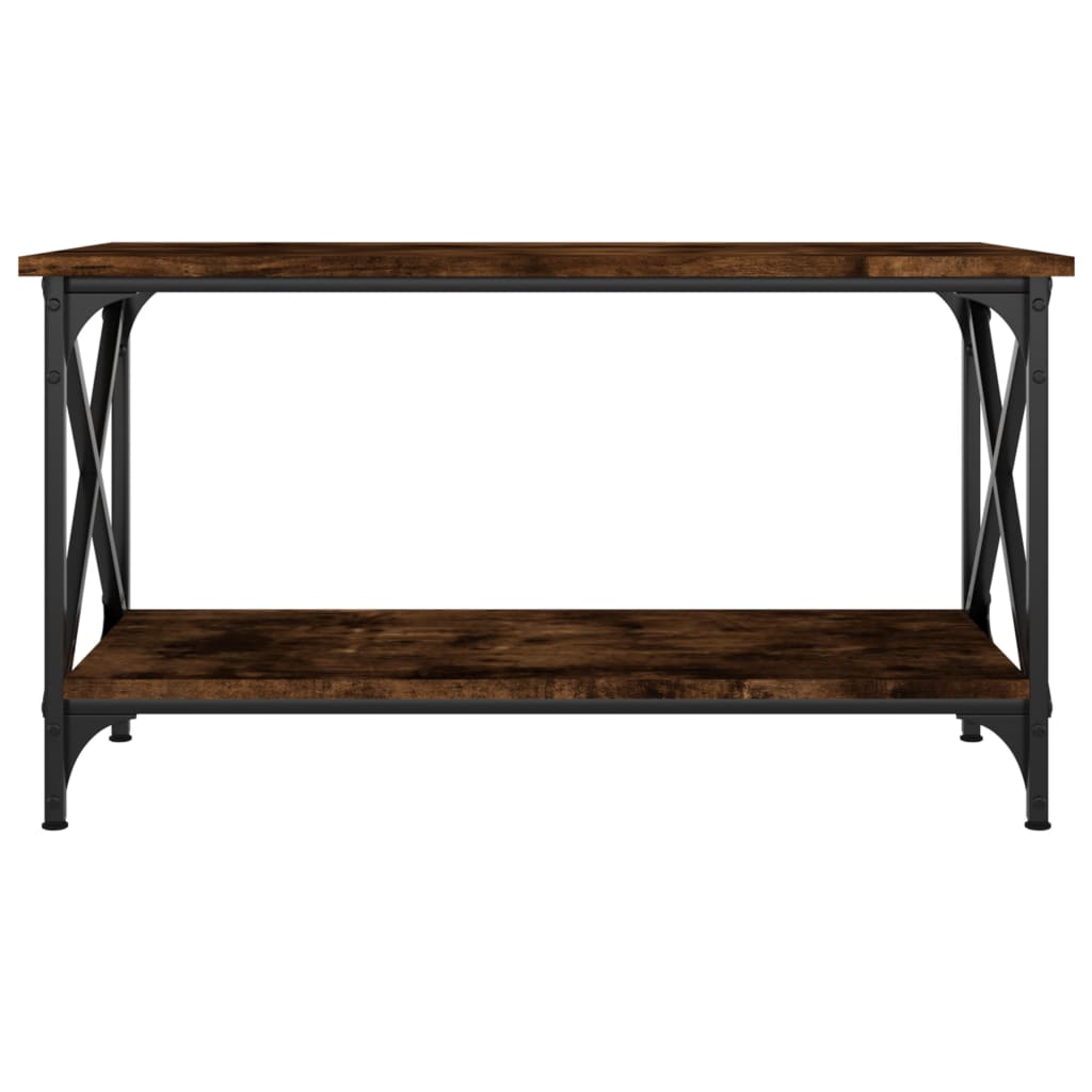 Măsuță cafea, stejar fumuriu 80x45x45 cm lemn prelucrat și fier GartenMobel Dekor