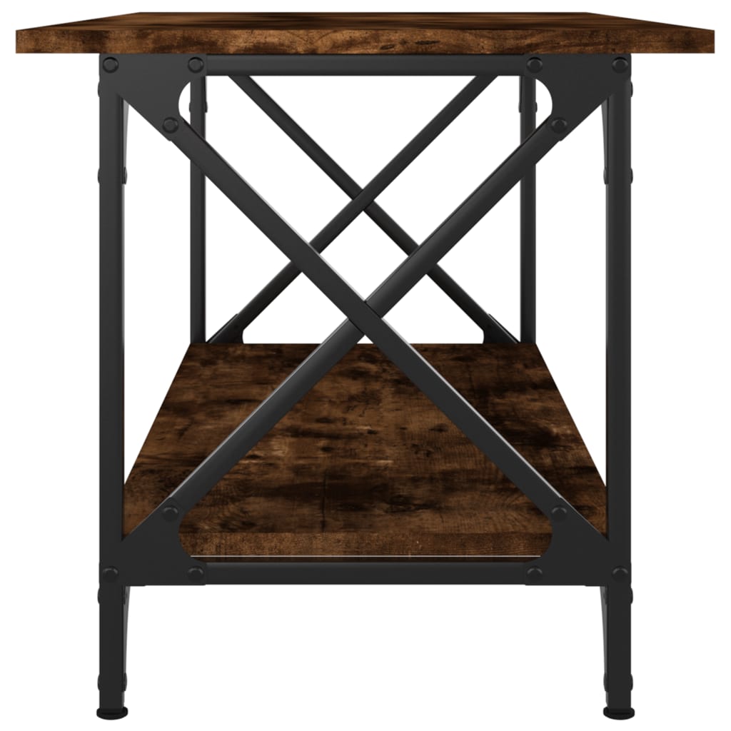 Măsuță cafea, stejar fumuriu 80x45x45 cm lemn prelucrat și fier GartenMobel Dekor