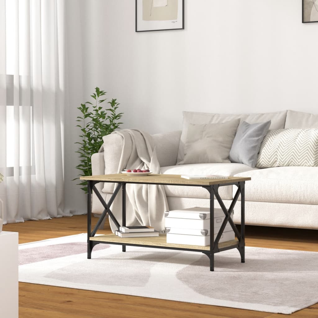 Măsuță cafea, stejar sonoma, 80x45x45 cm lemn prelucrat și fier GartenMobel Dekor