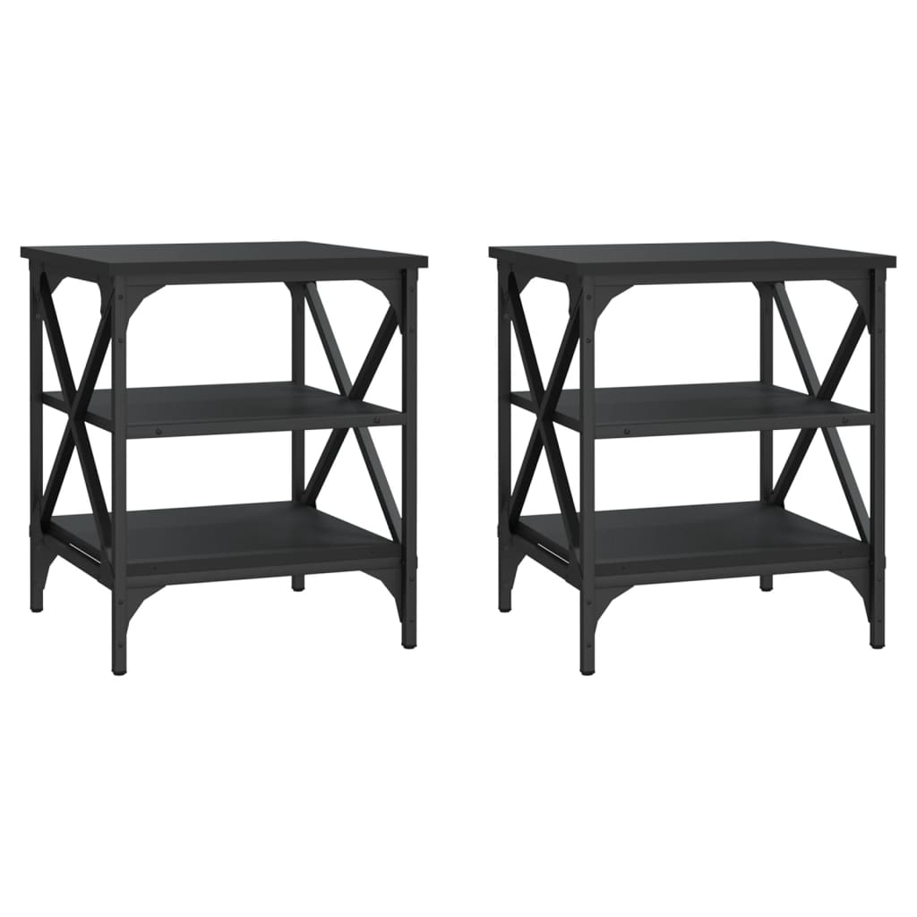 Mese laterale, 2 buc., negru, 40x42x50 cm, lemn compozit GartenMobel Dekor