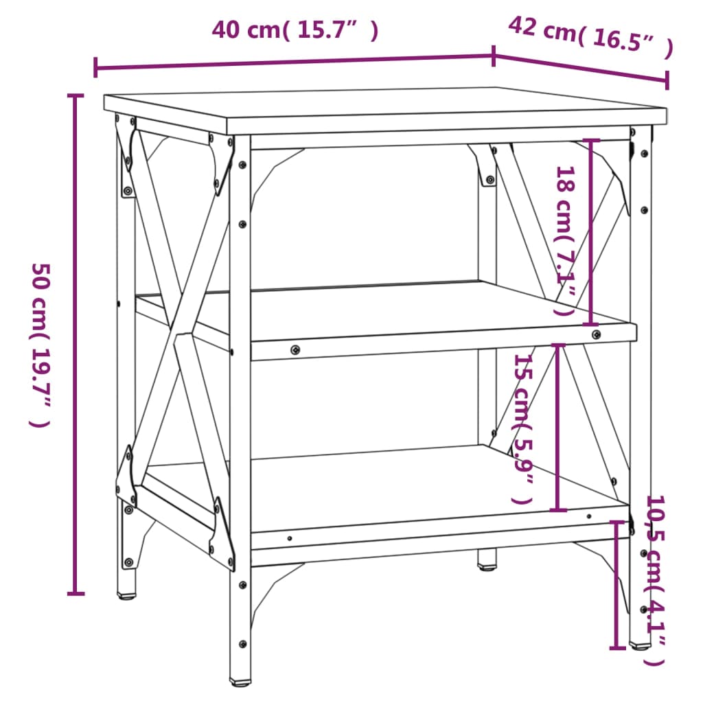Mese laterale, 2 buc., negru, 40x42x50 cm, lemn compozit GartenMobel Dekor