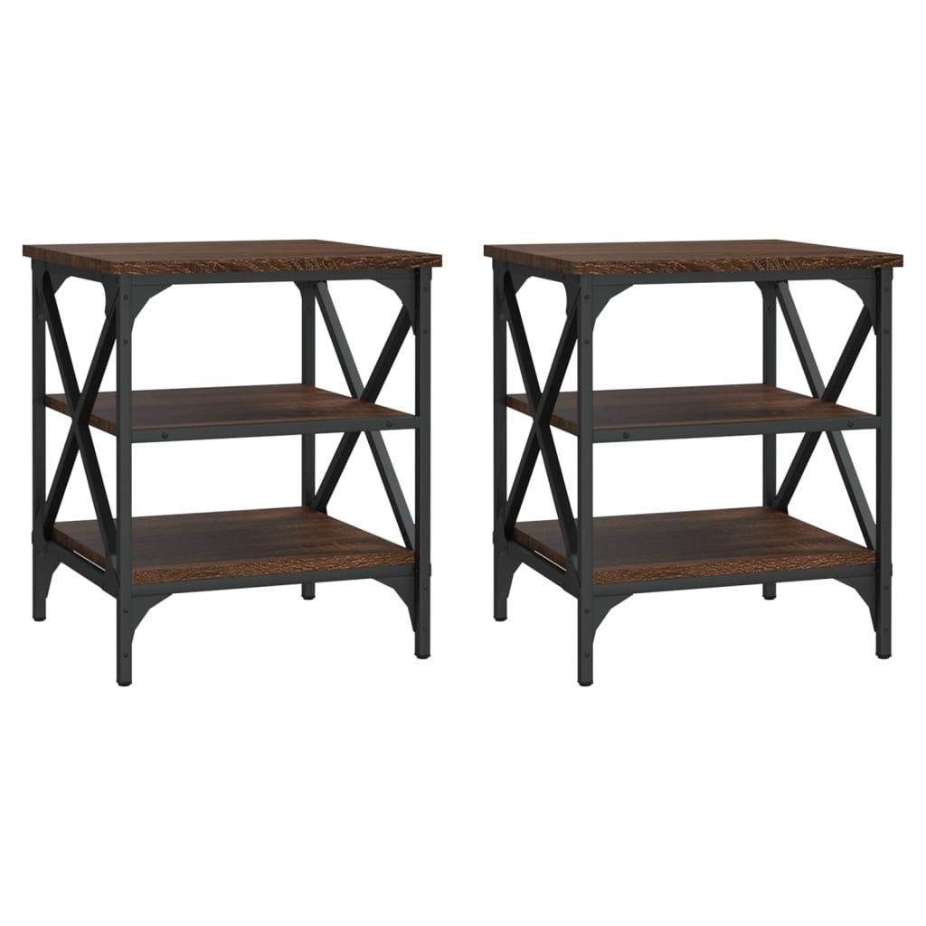Mese laterale, 2 buc. stejar maro 40x42x50 cm lemn prelucrat GartenMobel Dekor