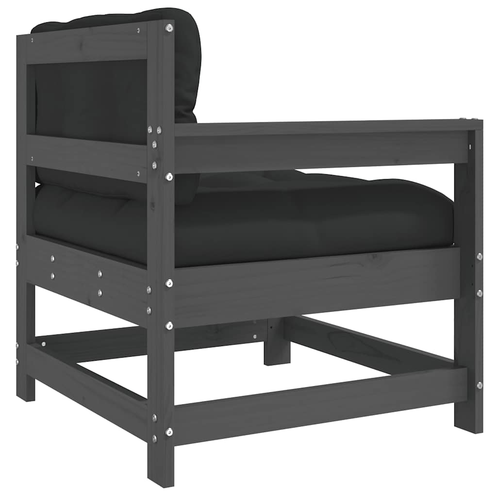 Scaune de grădină cu perne, 2 buc., gri, lemn masiv de pin GartenMobel Dekor