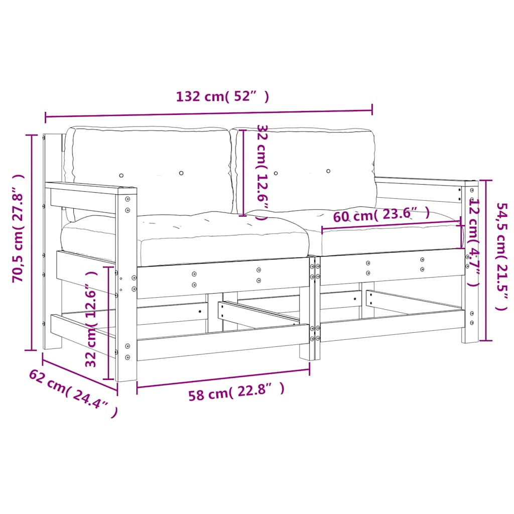 Scaune de grădină cu perne, 2 buc., gri, lemn masiv de pin GartenMobel Dekor