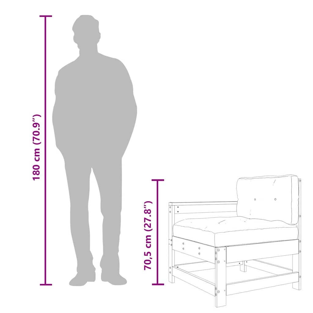 Scaune de grădină cu perne, 2 buc., gri, lemn masiv de pin GartenMobel Dekor