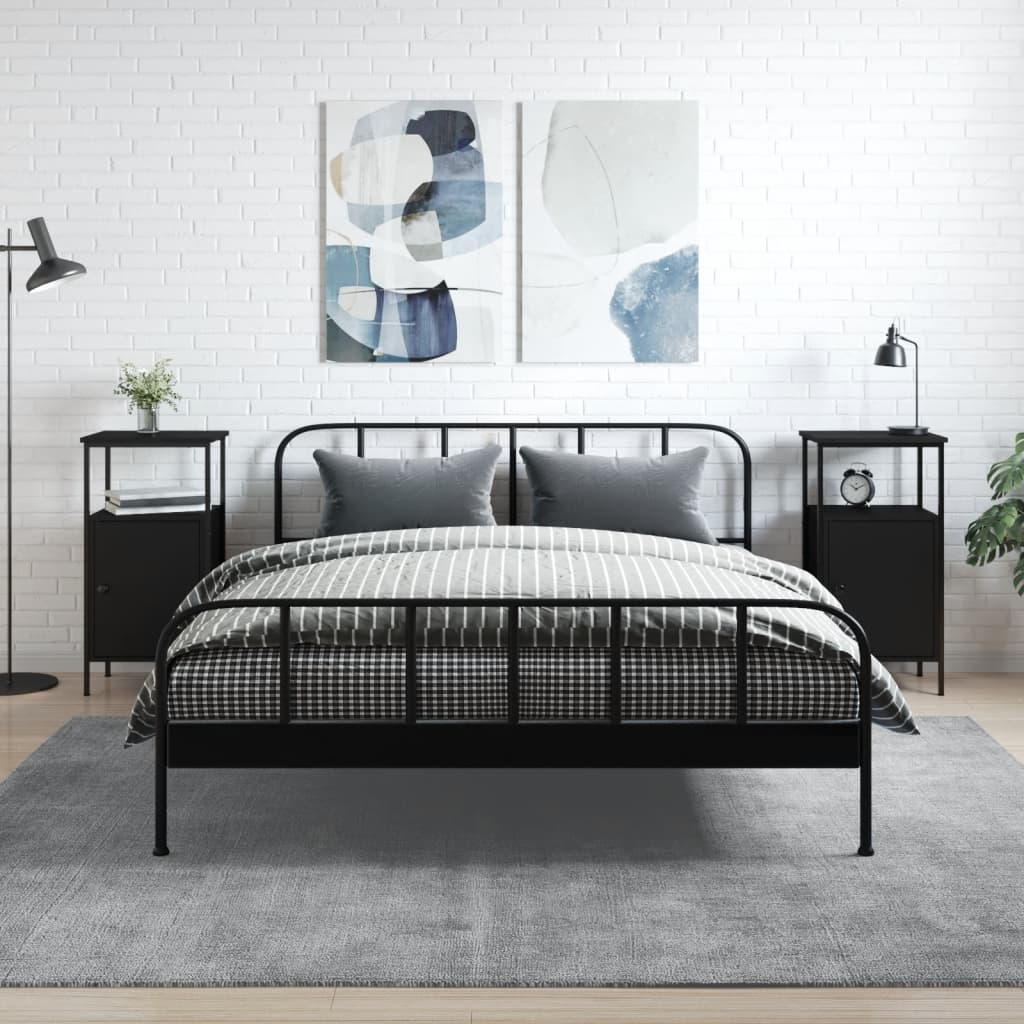 Noptiere, 2 buc., negru, 41x31x80 cm, lemn prelucrat GartenMobel Dekor