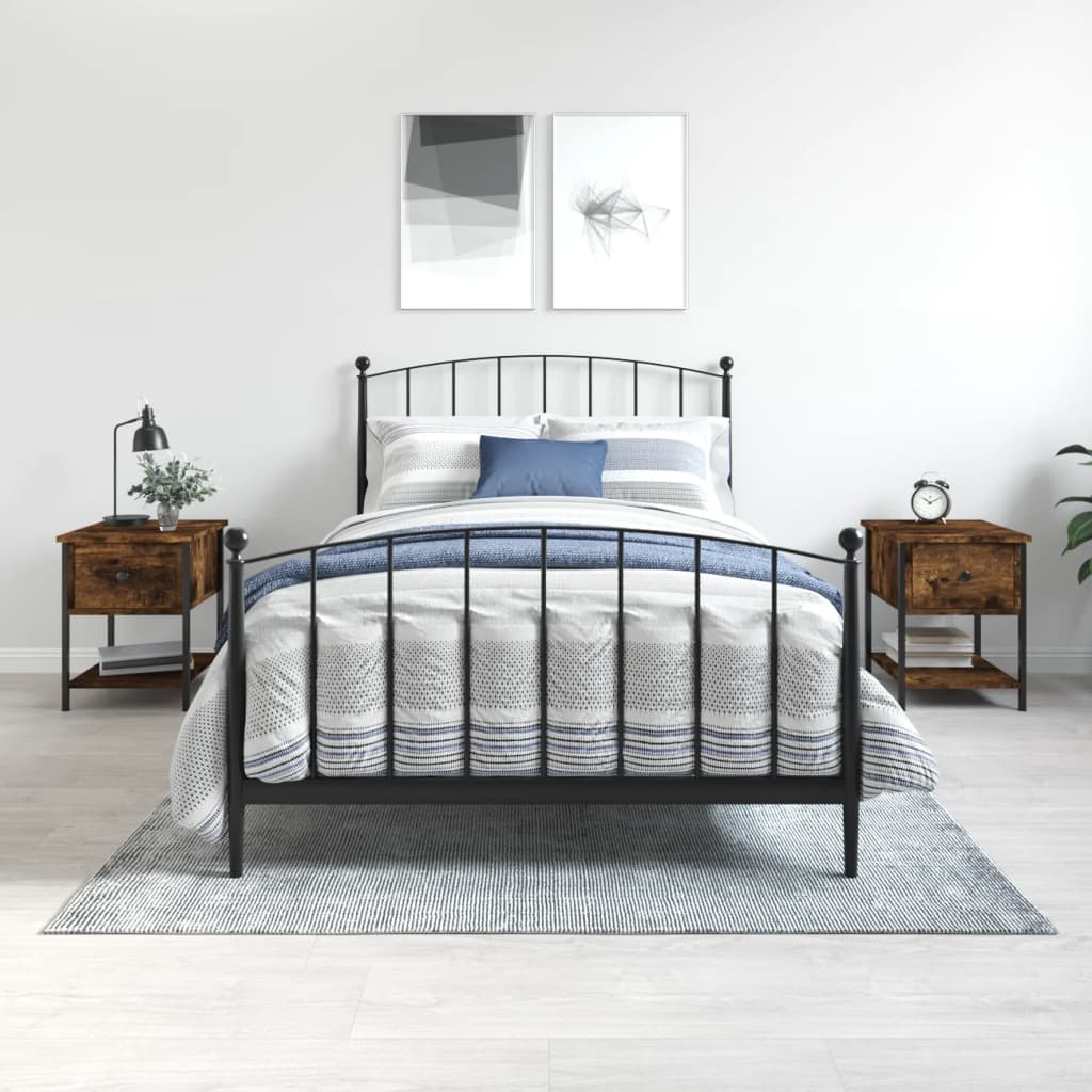 Noptiere, 2 buc., stejar fumuriu, 34x35,5x45 cm, lemn compozit GartenMobel Dekor