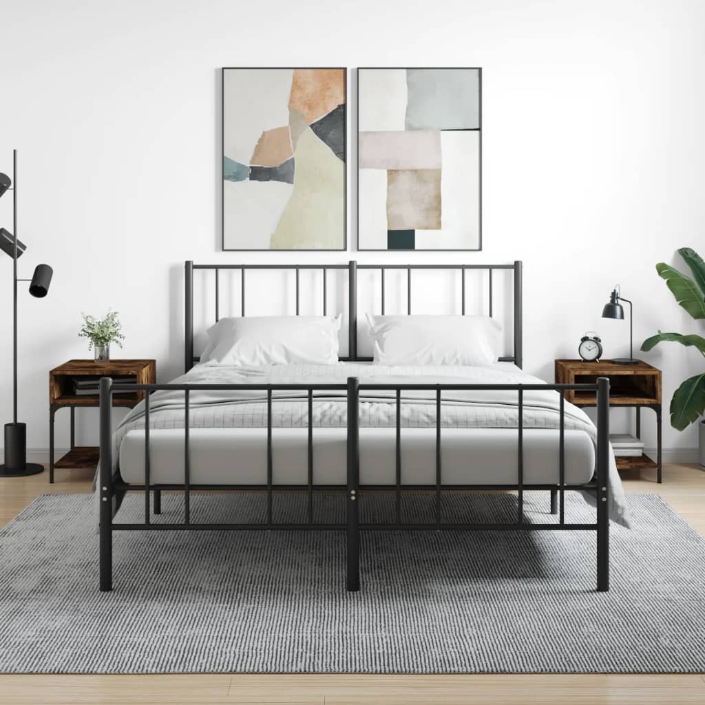 Noptiere, 2 buc., stejar fumuriu, 40x41x50 cm, lemn compozit GartenMobel Dekor