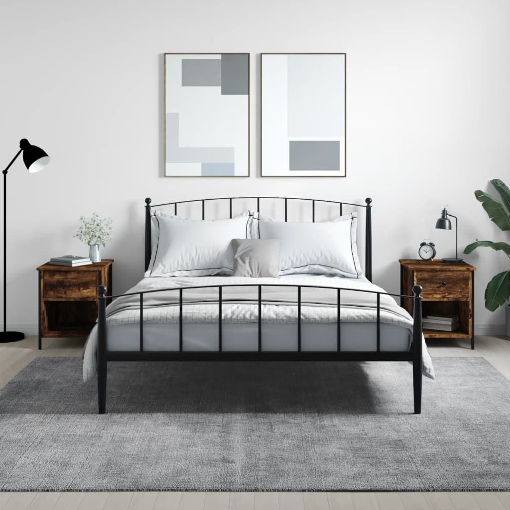 Noptiere, 2 buc., stejar fumuriu, 40x42x50 cm, lemn compozit GartenMobel Dekor