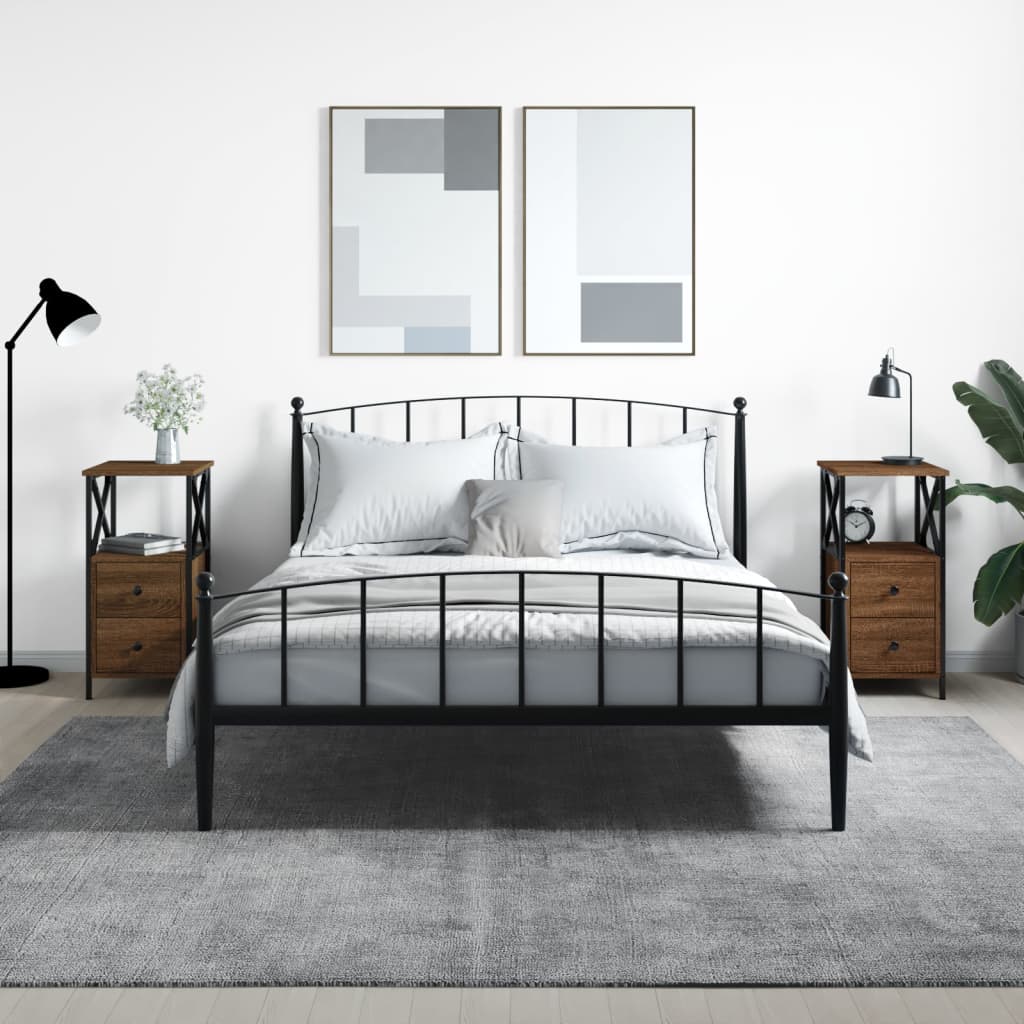 Noptiere, 2 buc., stejar maro, 34x35,5x70 cm, lemn compozit GartenMobel Dekor