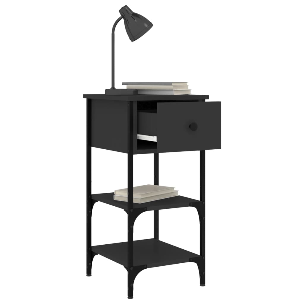 Noptiere, 2 buc., negru, 34x36x70 cm, lemn compozit GartenMobel Dekor