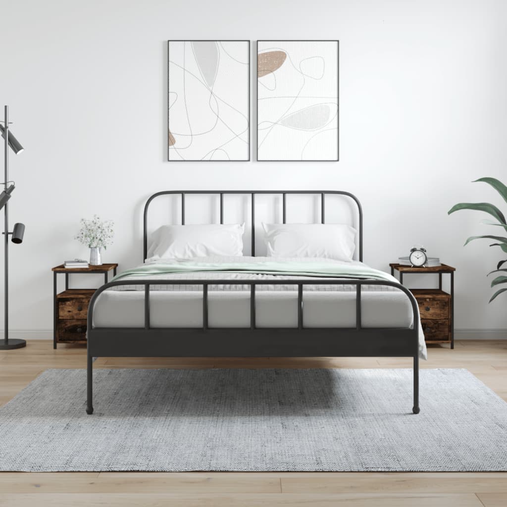 Noptiere, 2 buc., stejar fumuriu, 34x35,5x50 cm, lemn compozit GartenMobel Dekor