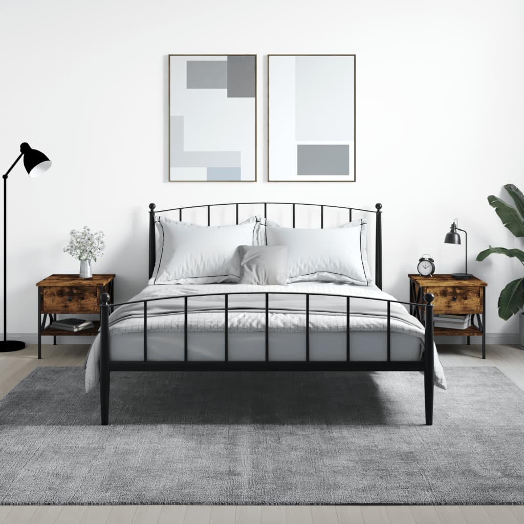 Noptiere, 2 buc., stejar fumuriu, 40x42x45 cm, lemn compozit GartenMobel Dekor