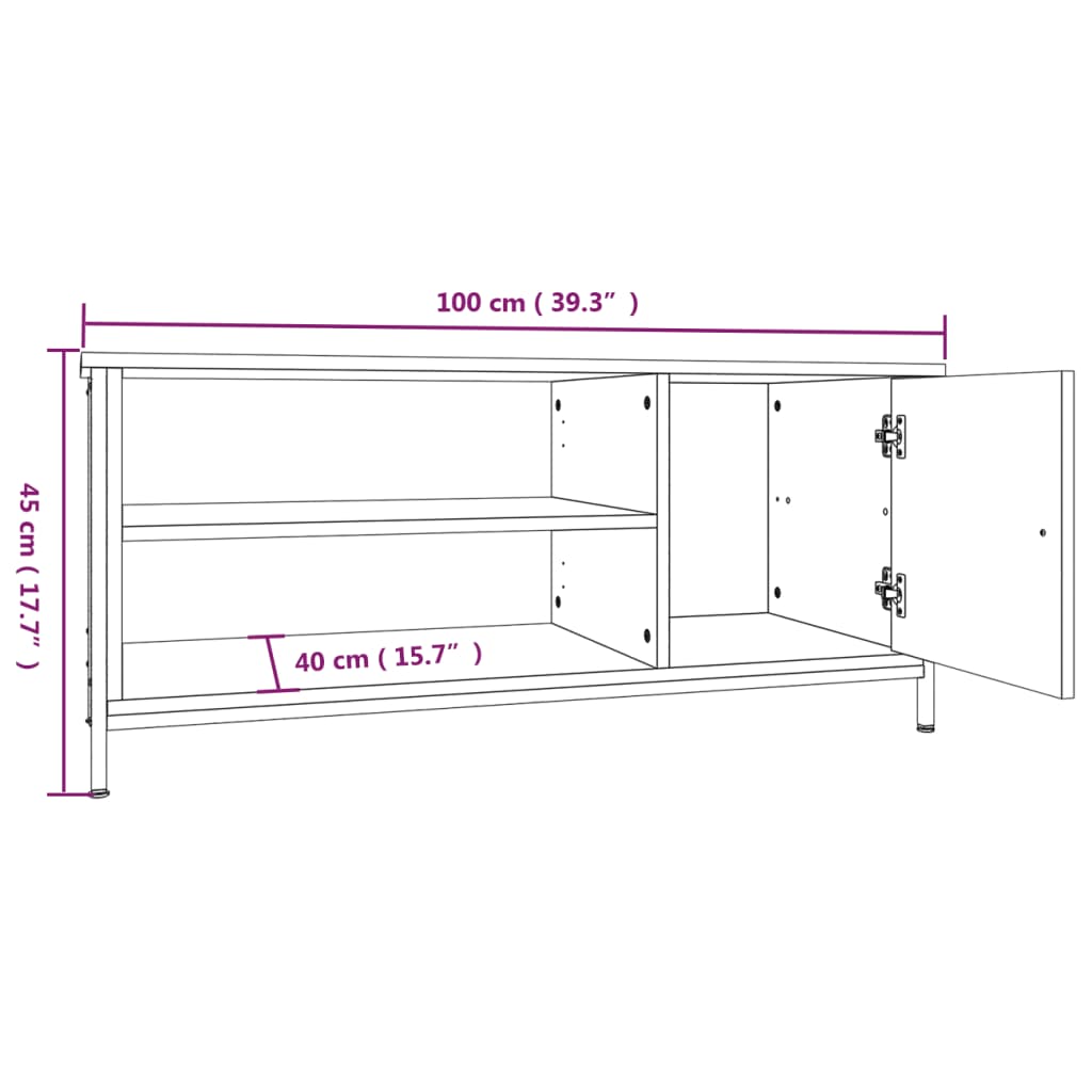Comodă TV, gri sonoma, 100x40x45 cm, lemn prelucrat GartenMobel Dekor