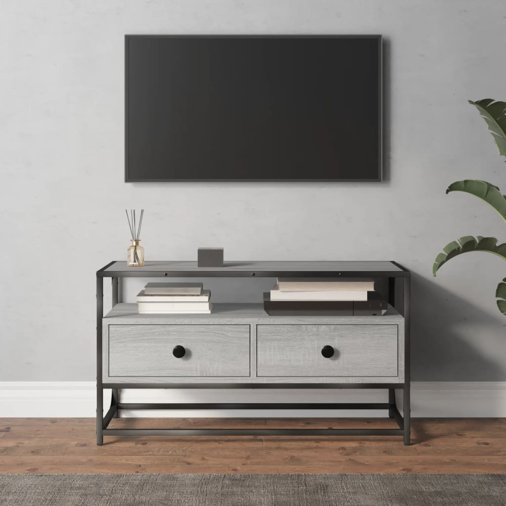 Comodă TV, gri sonoma, 80x35x45 cm, lemn prelucrat GartenMobel Dekor