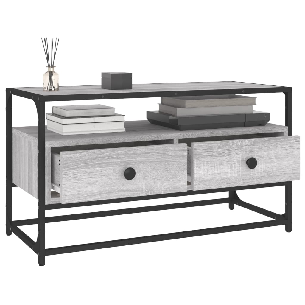Comodă TV, gri sonoma, 80x35x45 cm, lemn prelucrat GartenMobel Dekor