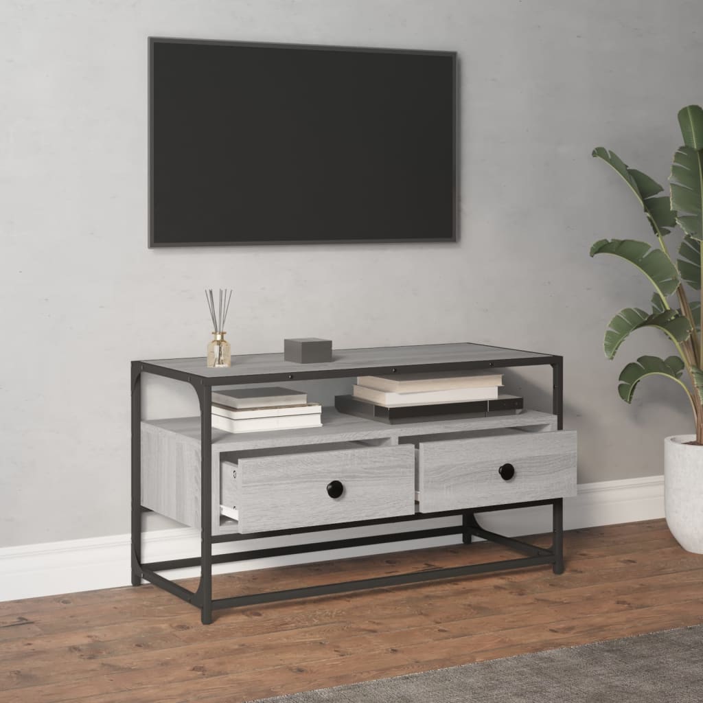 Comodă TV, gri sonoma, 80x35x45 cm, lemn prelucrat GartenMobel Dekor