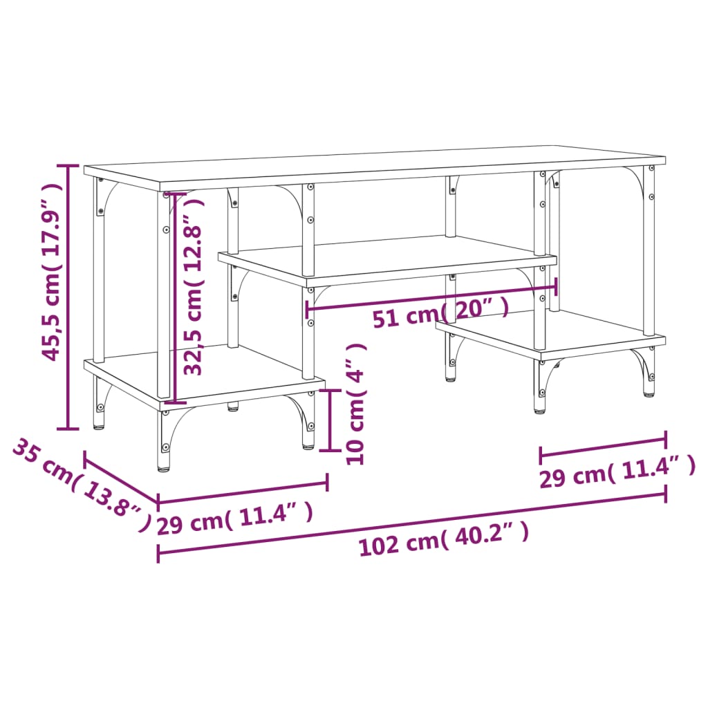 Comodă TV, negru, 102x35x45,5 cm, lemn prelucrat GartenMobel Dekor