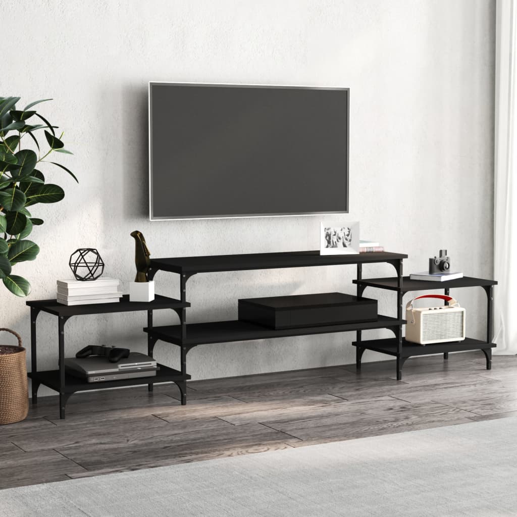Comodă TV, negru, 197x35x52 cm, lemn prelucrat GartenMobel Dekor