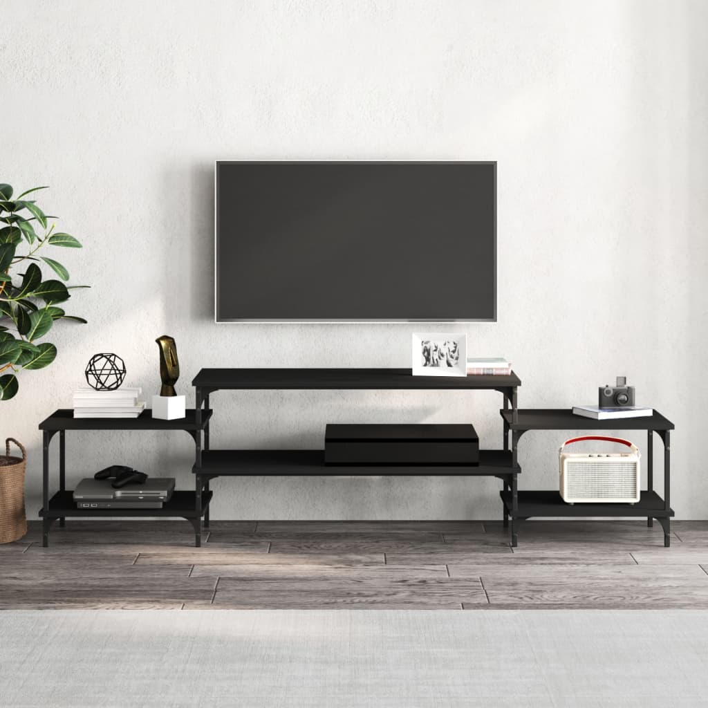 Comodă TV, negru, 197x35x52 cm, lemn prelucrat GartenMobel Dekor