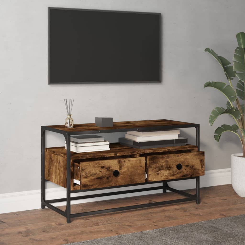 Comodă TV, stejar afumat, 80x35x45 cm, lemn prelucrat GartenMobel Dekor