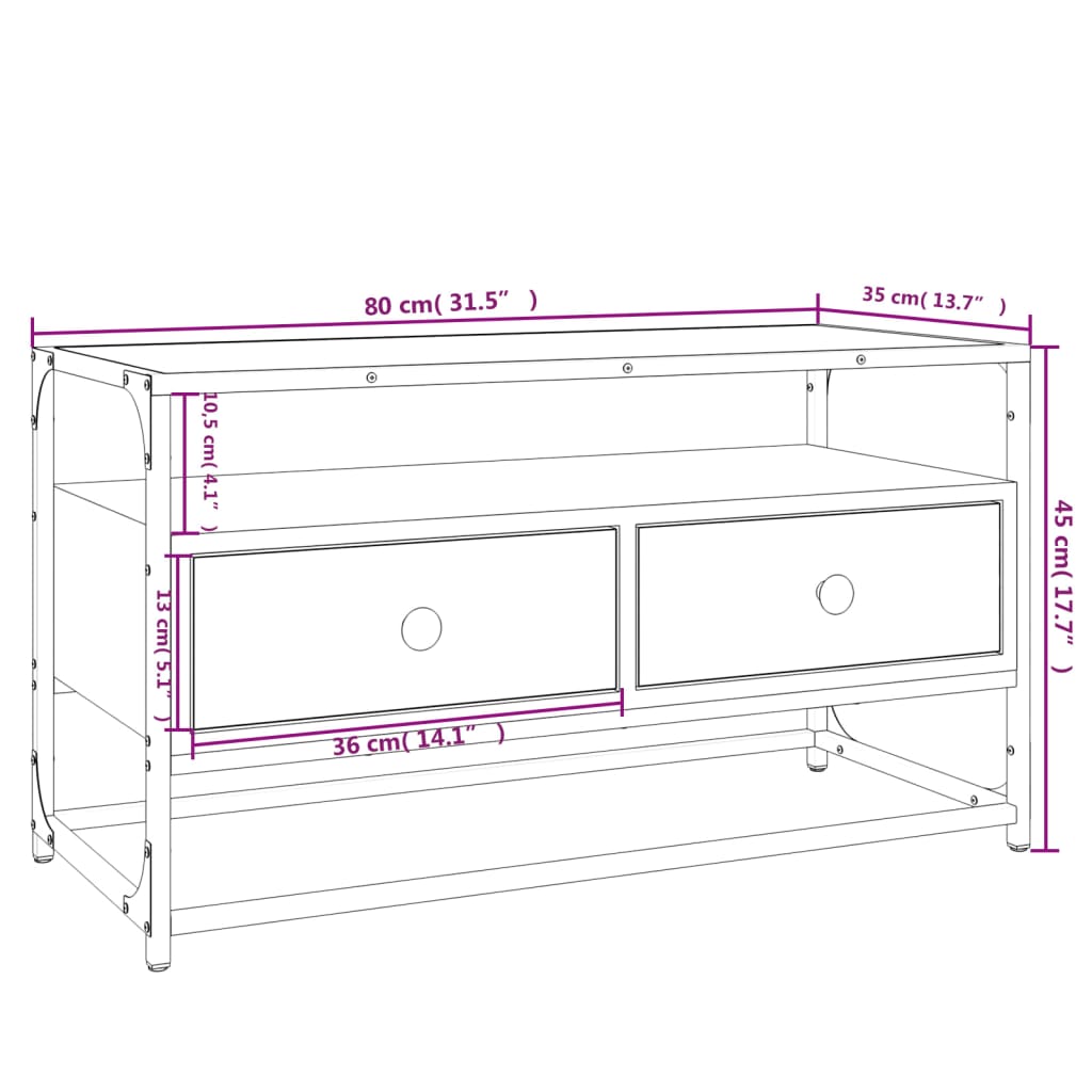 Comodă TV, stejar maro, 80x35x45 cm, lemn prelucrat GartenMobel Dekor