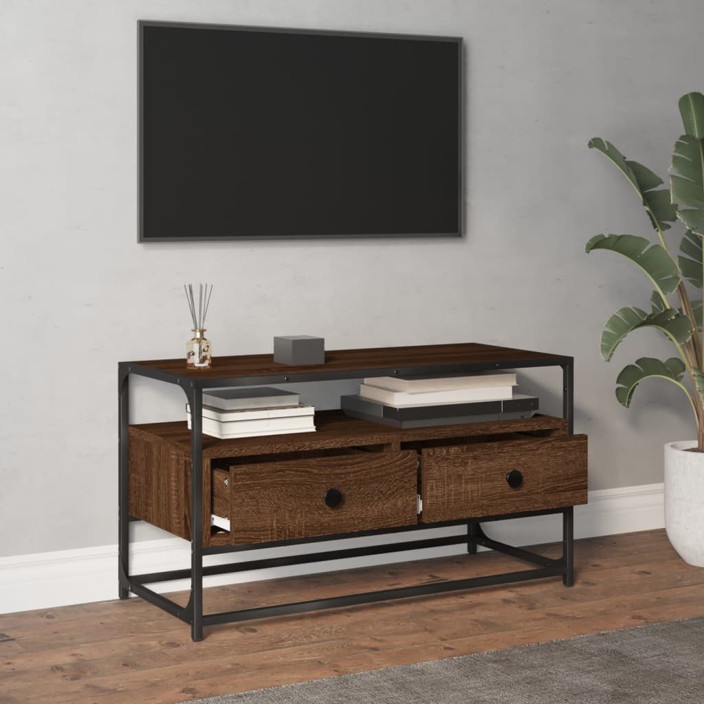 Comodă TV, stejar maro, 80x35x45 cm, lemn prelucrat GartenMobel Dekor