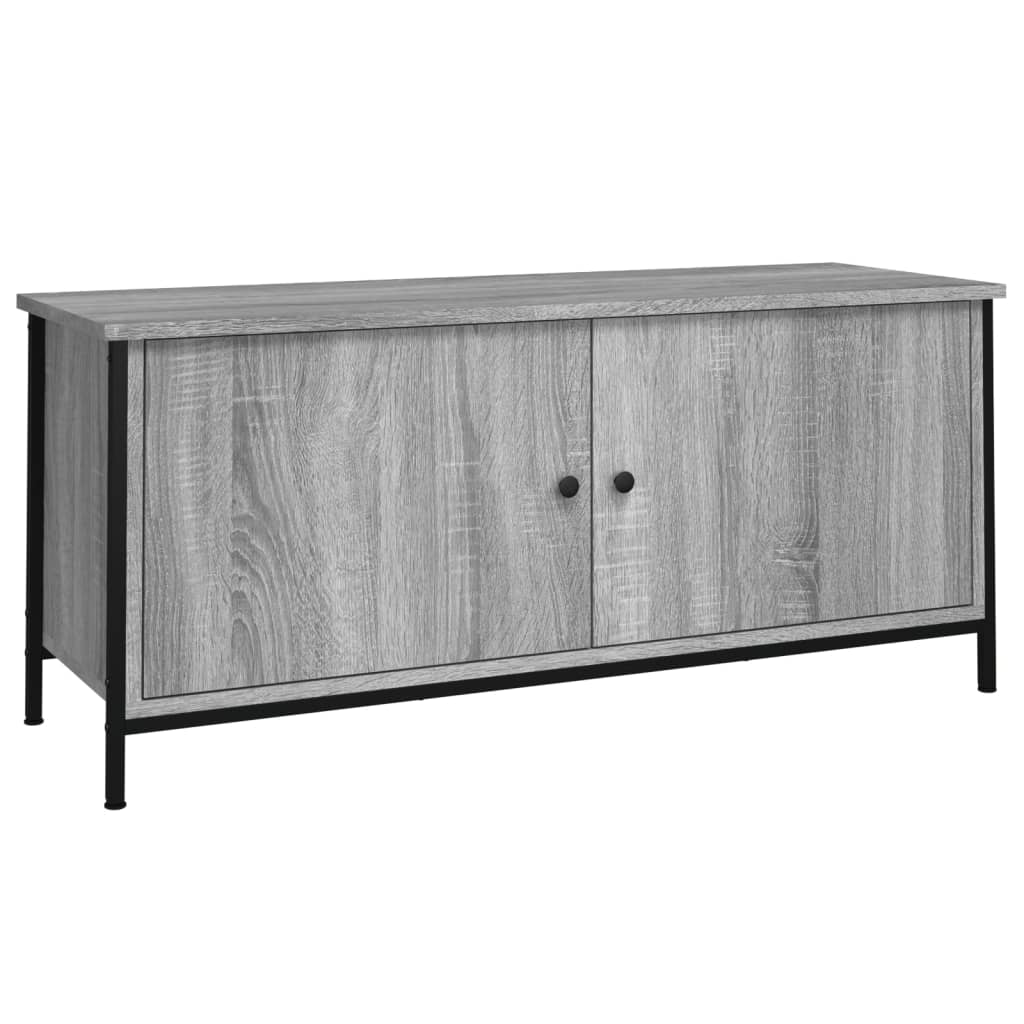 Comodă TV cu uși, gri sonoma, 102x35x45 cm, lemn prelucrat GartenMobel Dekor