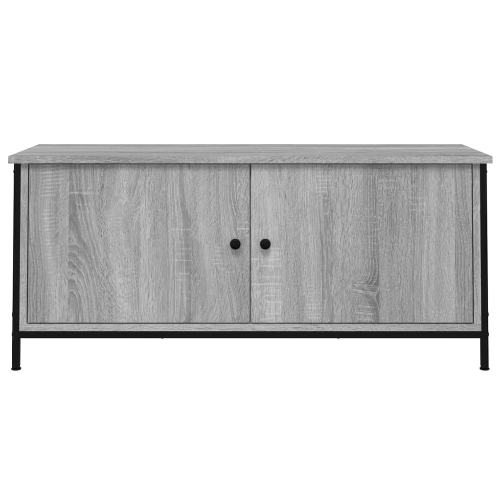 Comodă TV cu uși, gri sonoma, 102x35x45 cm, lemn prelucrat GartenMobel Dekor
