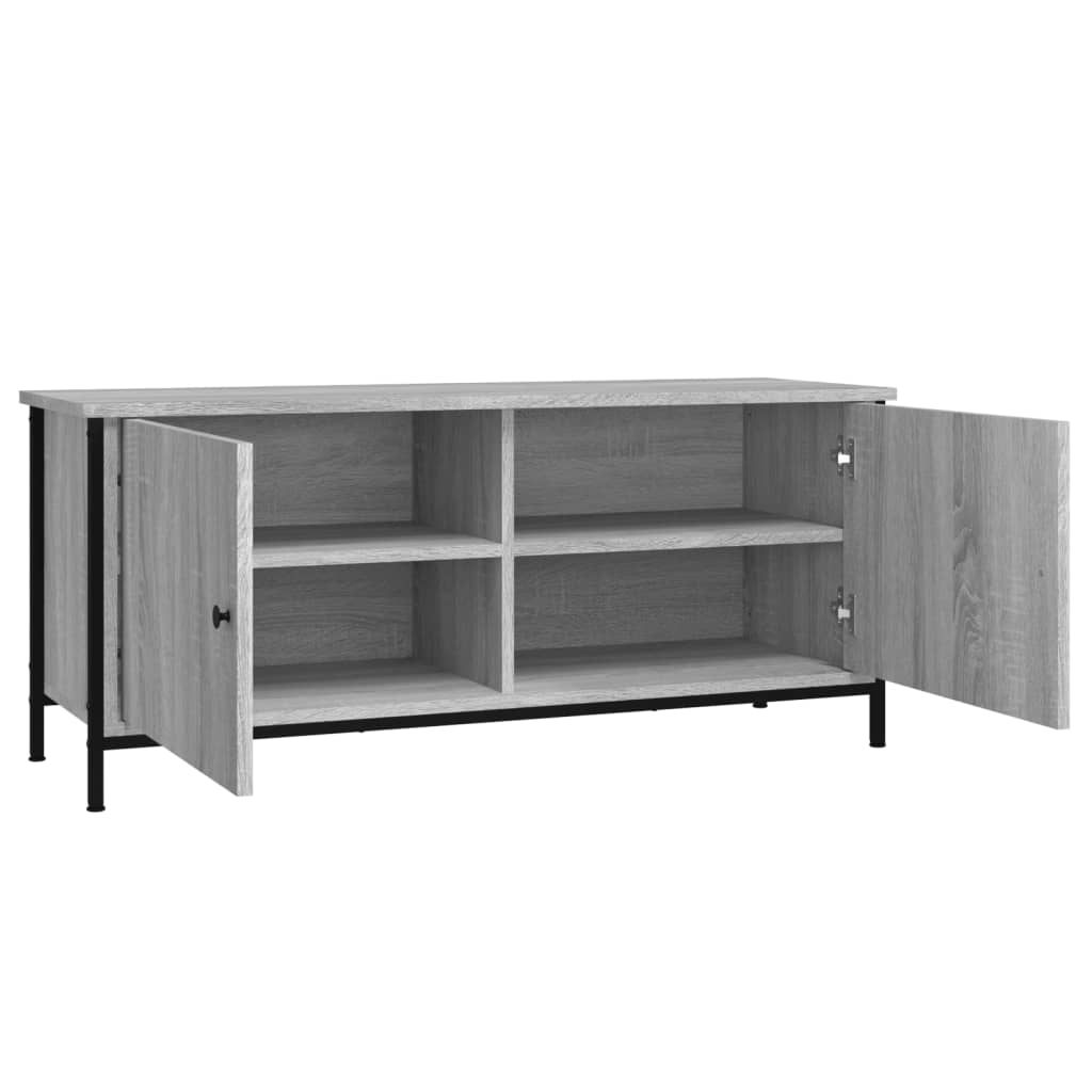 Comodă TV cu uși, gri sonoma, 102x35x45 cm, lemn prelucrat GartenMobel Dekor