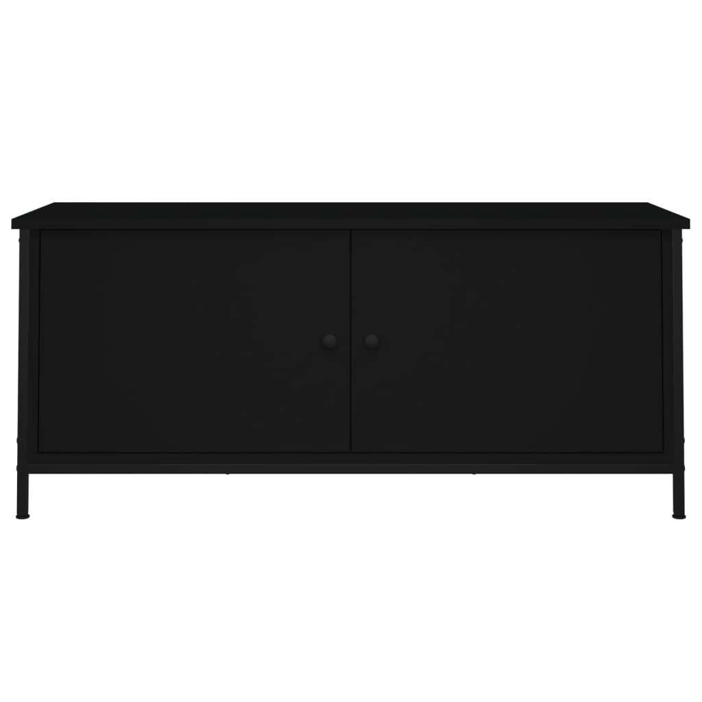 Comodă TV cu uși, negru, 102x35x45 cm, lemn prelucrat GartenMobel Dekor