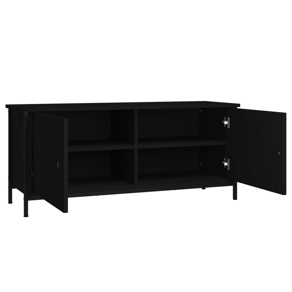 Comodă TV cu uși, negru, 102x35x45 cm, lemn prelucrat GartenMobel Dekor