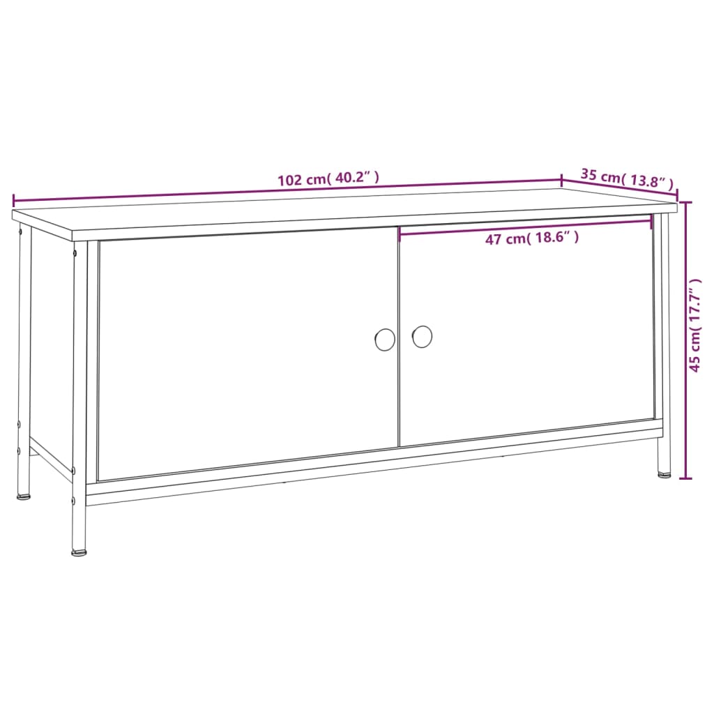 Comodă TV cu uși, negru, 102x35x45 cm, lemn prelucrat GartenMobel Dekor