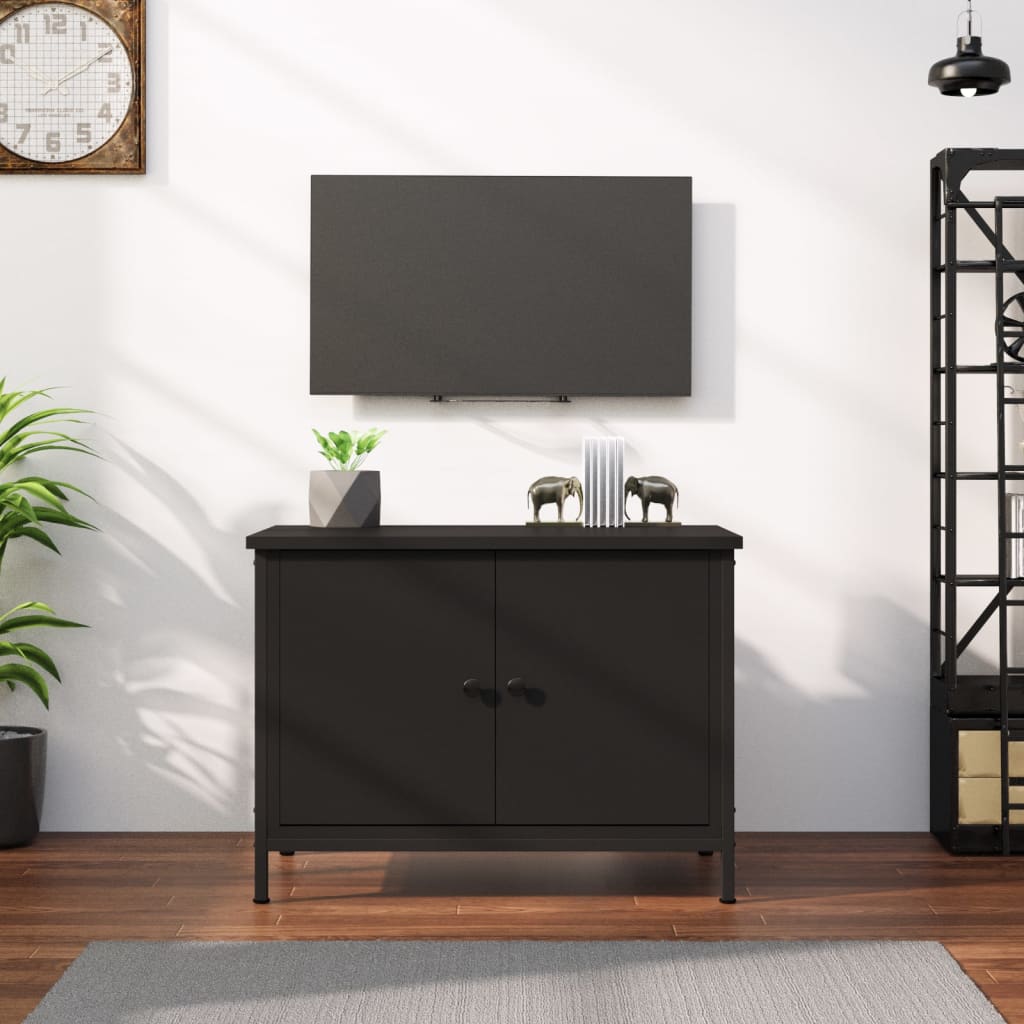 Comodă TV cu uși, negru, 60x35x45 cm, lemn prelucrat GartenMobel Dekor
