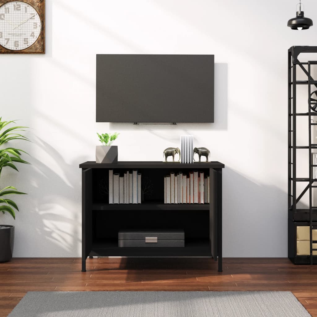 Comodă TV cu uși, negru, 60x35x45 cm, lemn prelucrat GartenMobel Dekor