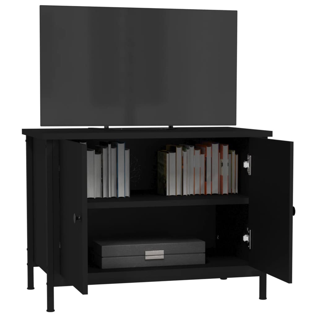 Comodă TV cu uși, negru, 60x35x45 cm, lemn prelucrat GartenMobel Dekor