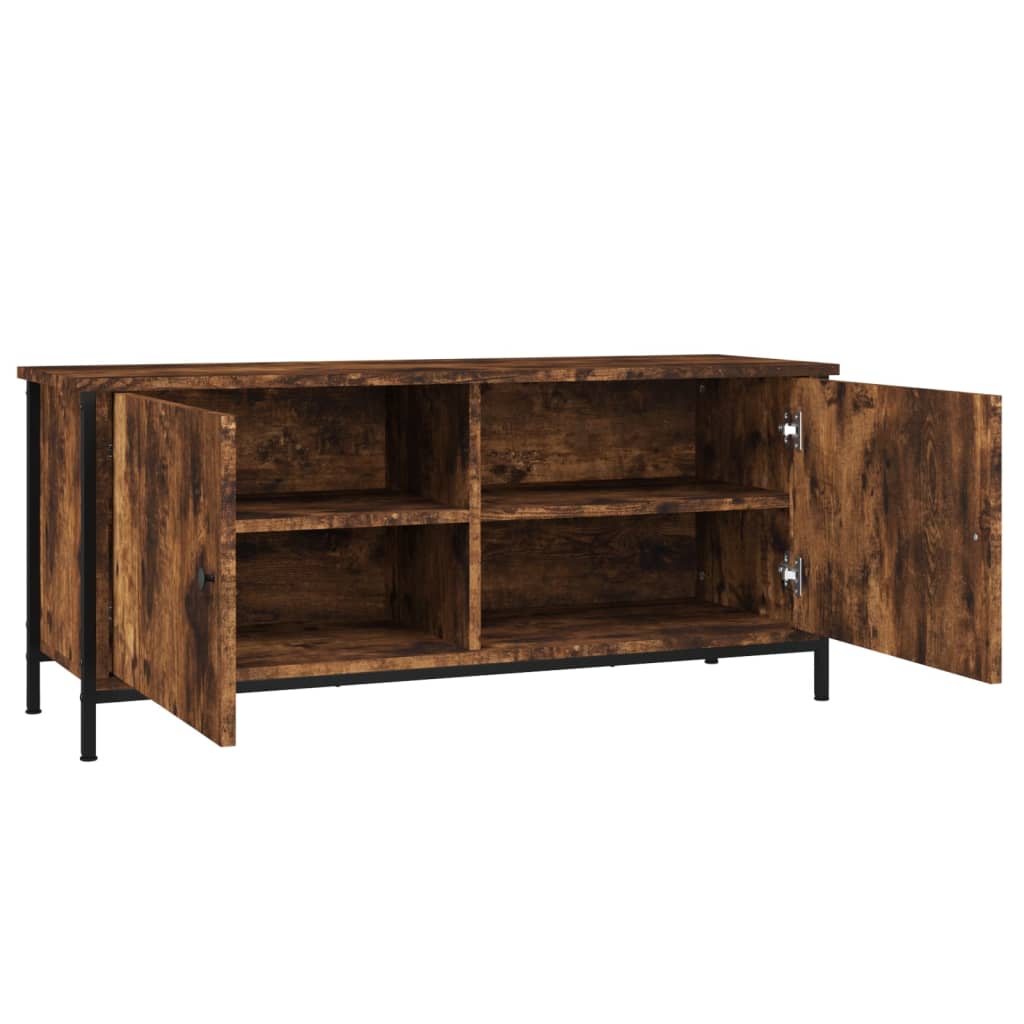 Comodă TV cu uși, stejar fumuriu, 102x35x45 cm, lemn prelucrat GartenMobel Dekor