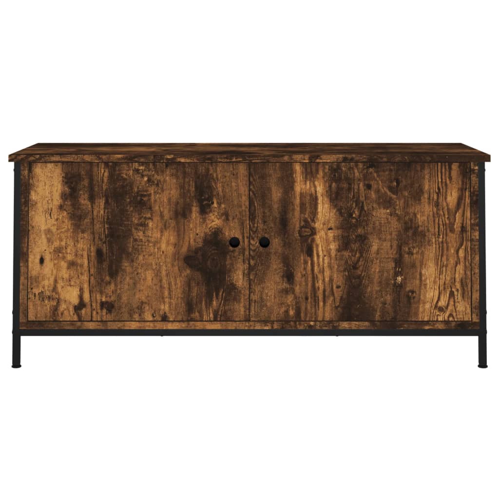 Comodă TV cu uși, stejar fumuriu, 102x35x45 cm, lemn prelucrat GartenMobel Dekor