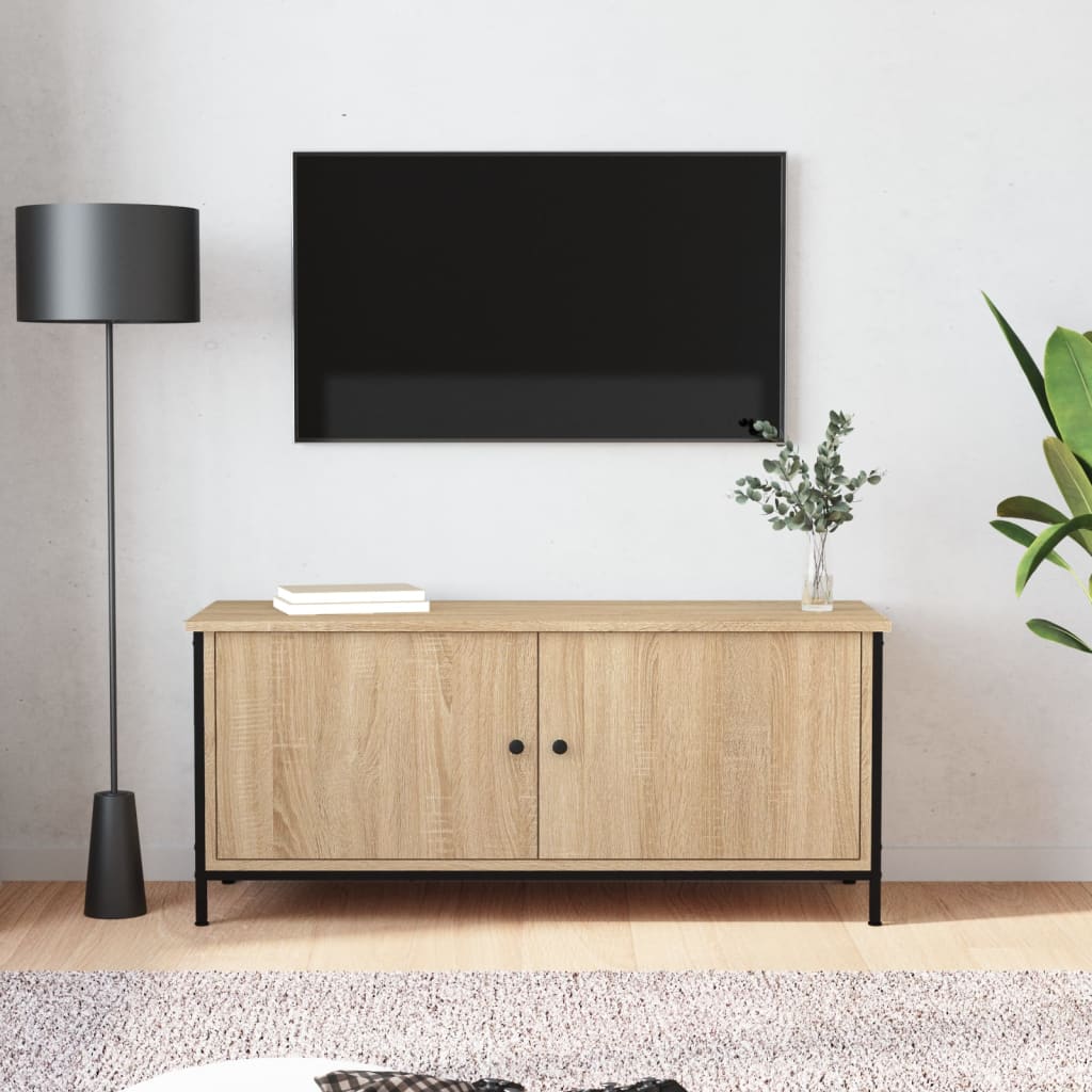 Comodă TV cu uși, stejar sonoma, 102x35x45 cm, lemn prelucrat GartenMobel Dekor