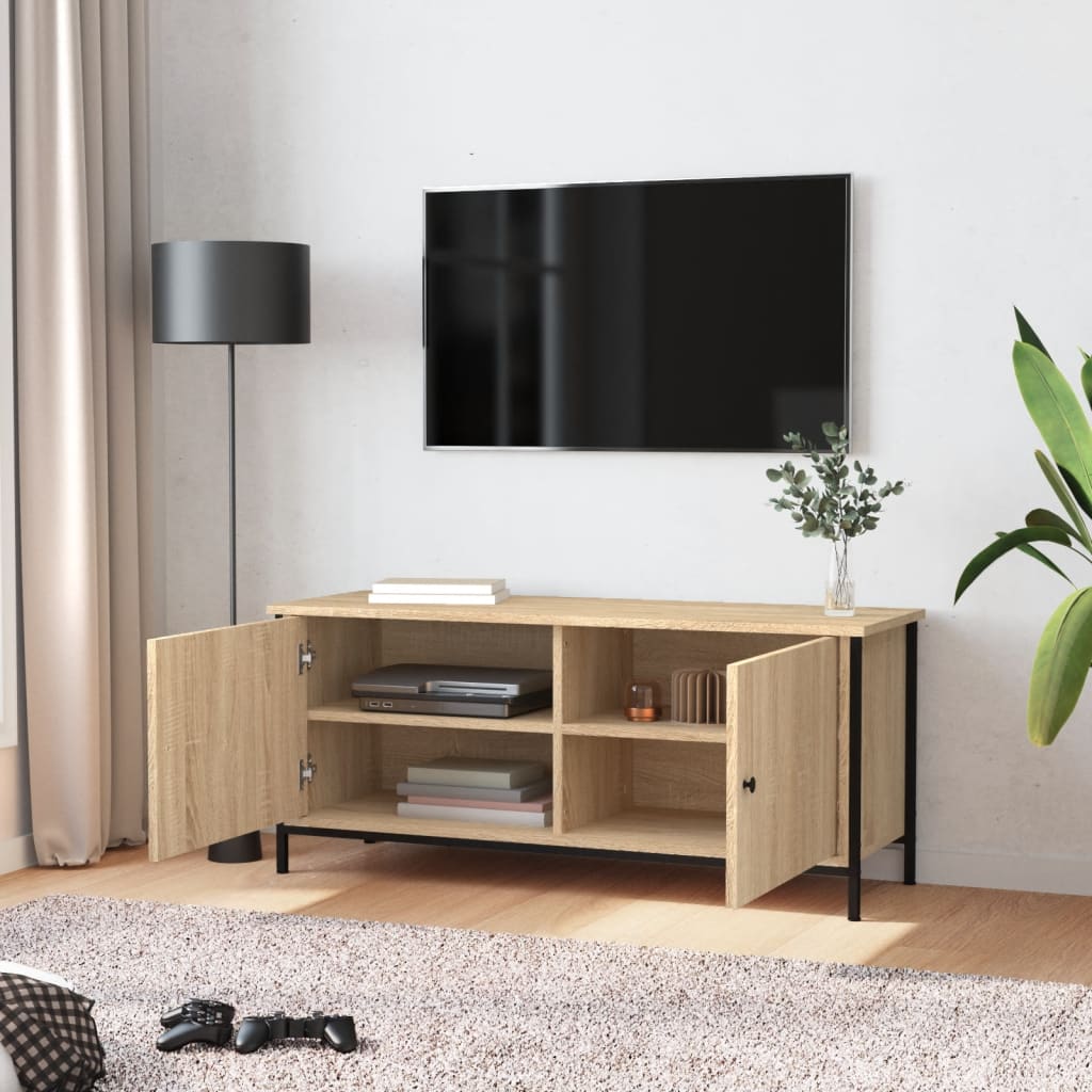 Comodă TV cu uși, stejar sonoma, 102x35x45 cm, lemn prelucrat GartenMobel Dekor