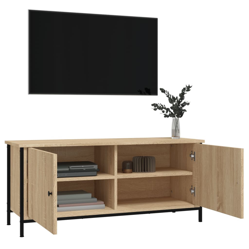 Comodă TV cu uși, stejar sonoma, 102x35x45 cm, lemn prelucrat GartenMobel Dekor