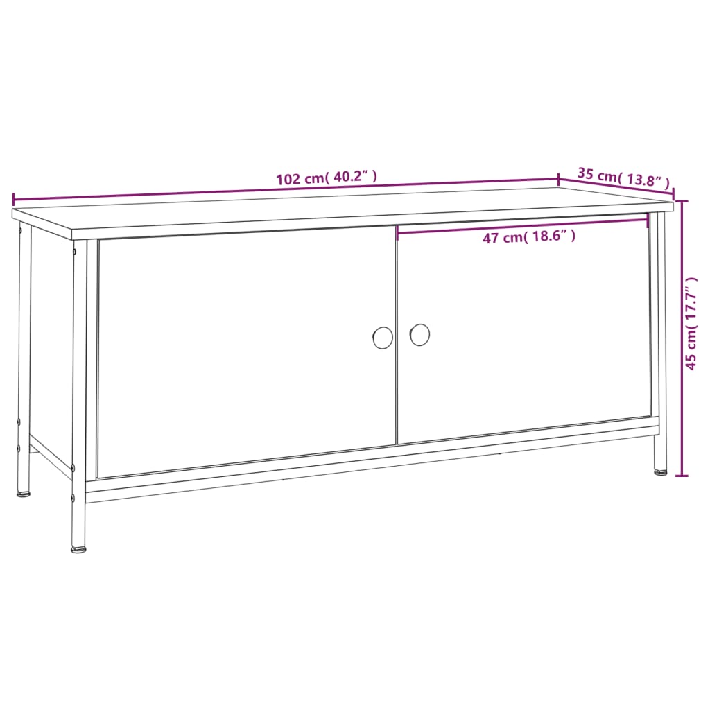 Comodă TV cu uși, stejar sonoma, 102x35x45 cm, lemn prelucrat GartenMobel Dekor
