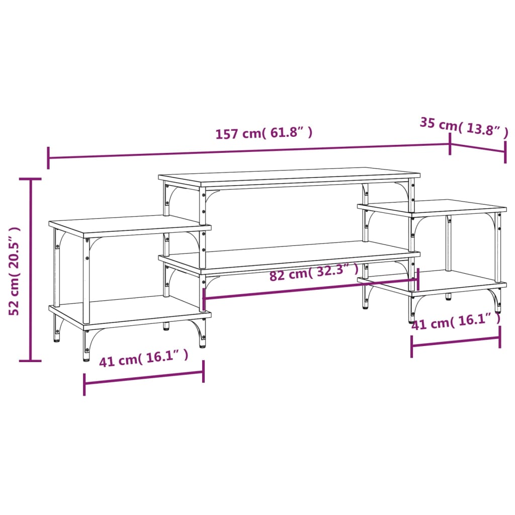 Dulap TV, gri sonoma, 157x35x52 cm, lemn prelucrat GartenMobel Dekor